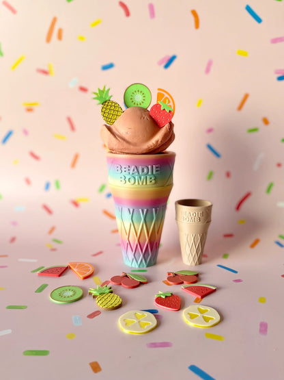 Jumbo Choc Bomb Icecream Cone - Rainbow