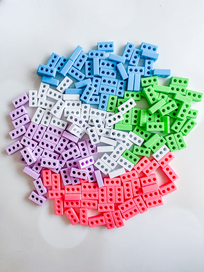 Construction Eco Mini Play Bricks | Set of 12 (Purple, Pink, White)