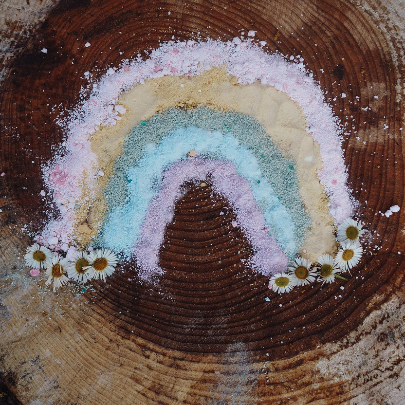 Rainbow PLAYFIZZ Crumble in CUP all 5 colours separated