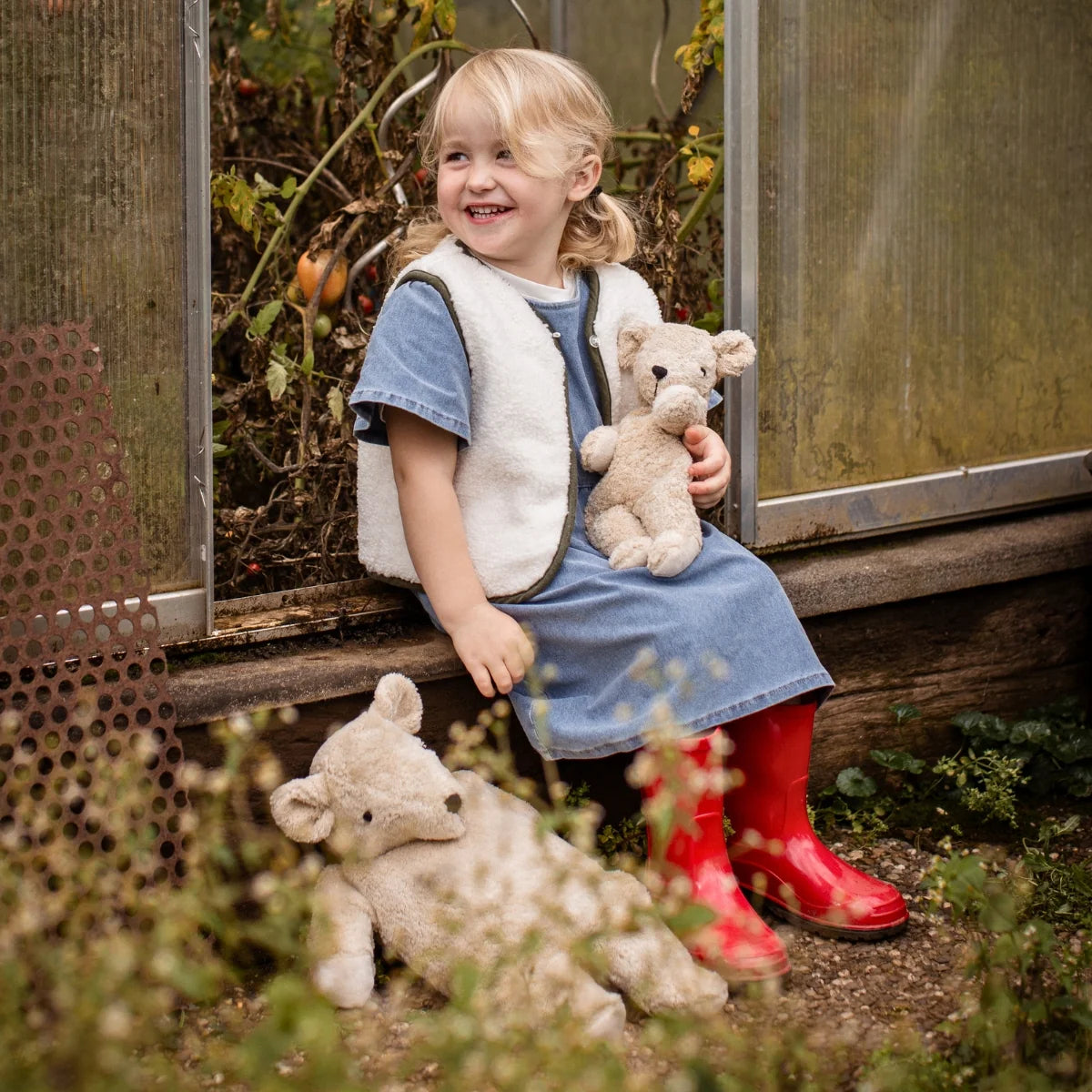 SENGER Cuddly Animal - Small Bear - Linen - Removable Heat/Cool Pack
