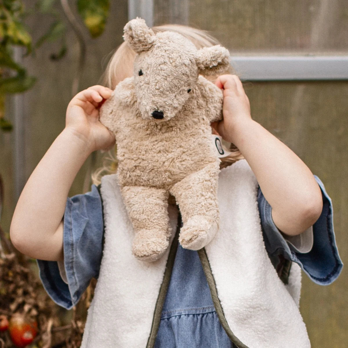SENGER Cuddly Animal - Small Bear - Linen - Removable Heat/Cool Pack