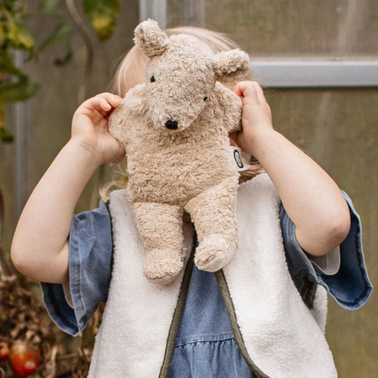 SENGER Cuddly Animal - Small Bear - Linen - Removable Heat/Cool Pack