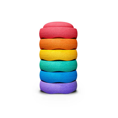Stapelstein Balance Stepping Stones - Original Mini, Set of 6, Rainbow Classic