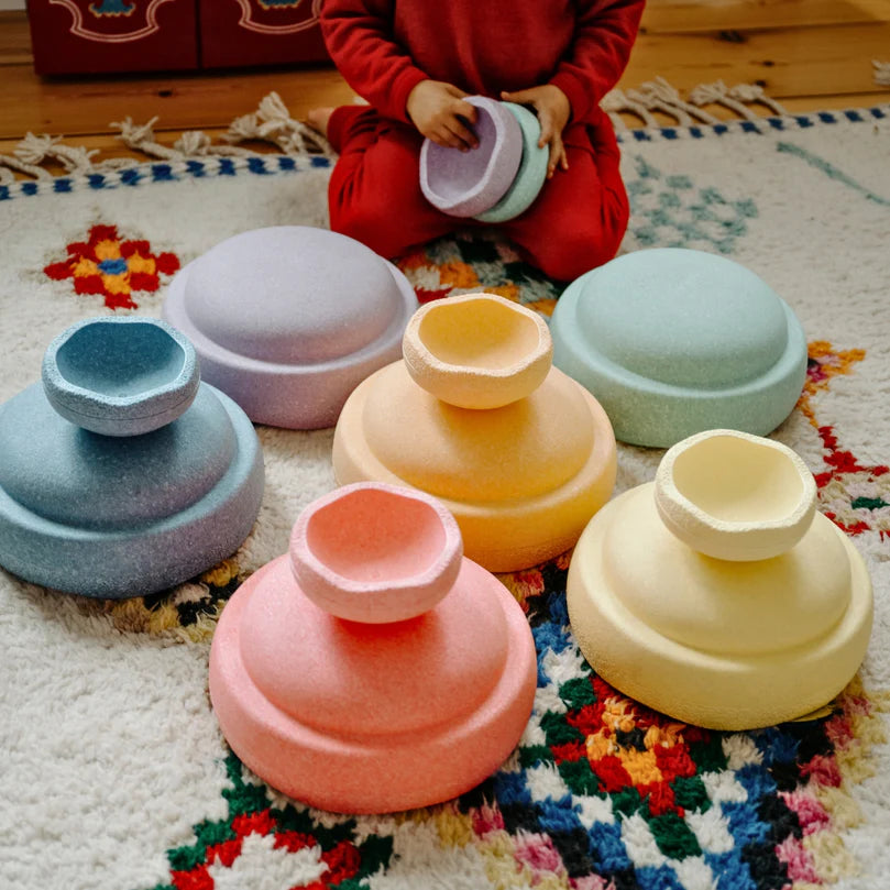 Stapelstein Balance Stepping Stones - Original Mini, Set of 6, Rainbow Pastel