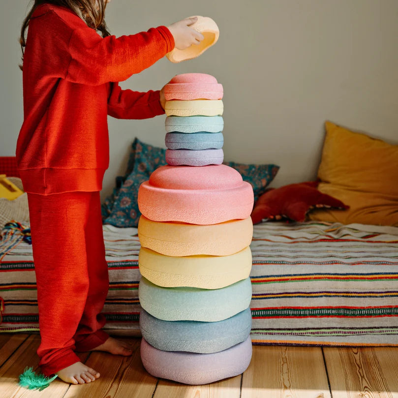 Stapelstein Balance Stepping Stones - Original Mini, Set of 6, Rainbow Pastel