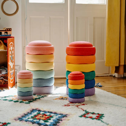 Stapelstein Balance Stepping Stones - Original Mini, Set of 6, Rainbow Pastel
