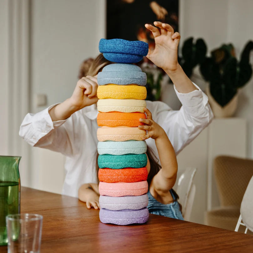 Stapelstein Balance Stepping Stones - Original Mini, Set of 6, Rainbow Pastel