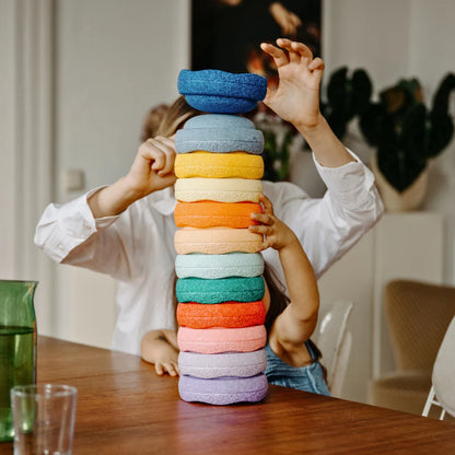 Stapelstein Balance Stepping Stones - Original Mini, Set of 6, Rainbow Pastel