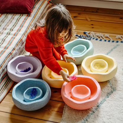 Stapelstein Balance Stepping Stones - Original Mini, Set of 6, Rainbow Pastel