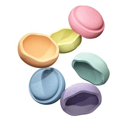 Stapelstein Balance Stepping Stones - Original, Set of 6, Rainbow Pastel